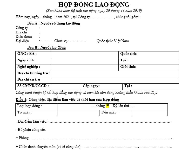 Hợp đồng lao động là gì